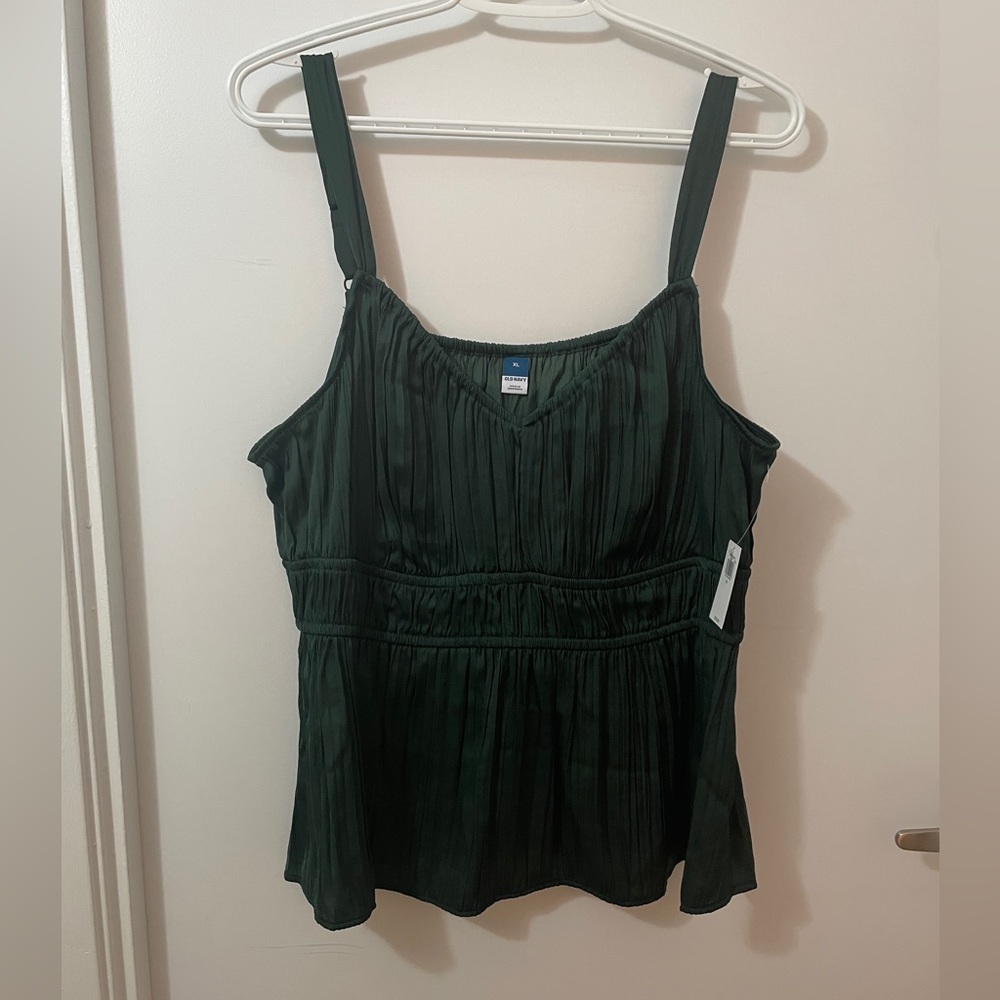 Dark Green Satin Top